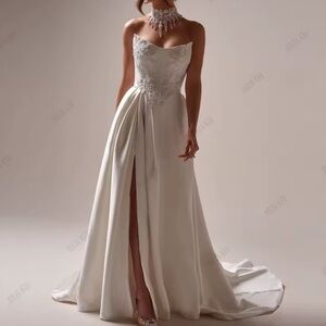 NEW $1675 Sephina Luxe White Strapless Gown